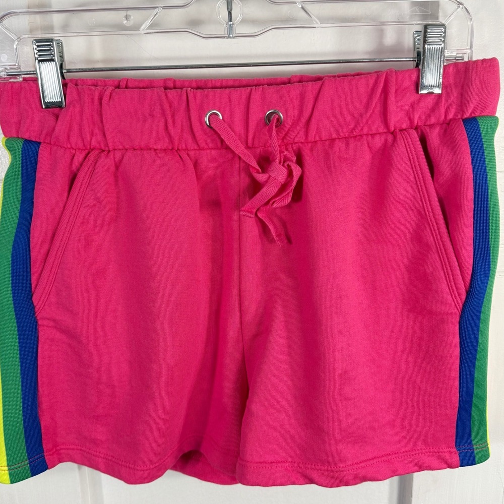 Cabana by‎ Crown & Ivy Pink Rainbow Stripe Sweat Shorts Medium
